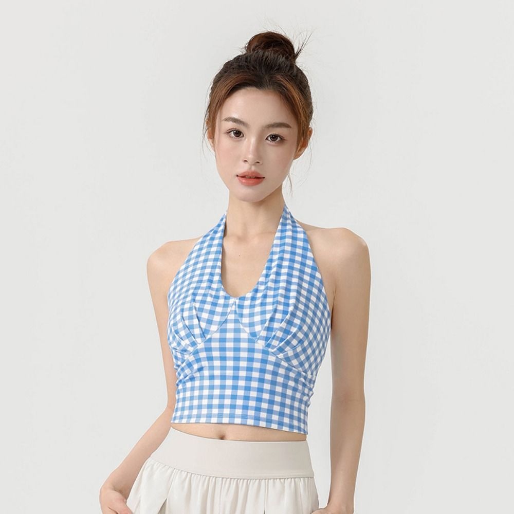 Y2K V-Neck Yoga Vest Backless  - Push Up Bra Padded ulasan dan harga